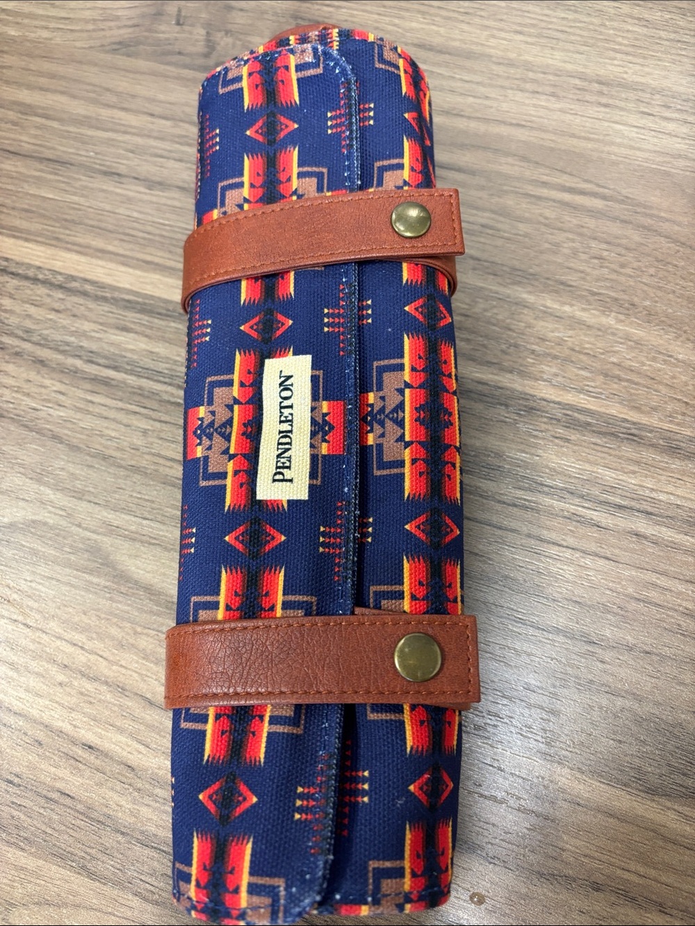 Pendleton Navy, Red & Tan Patterned Chess/Checkers Roll